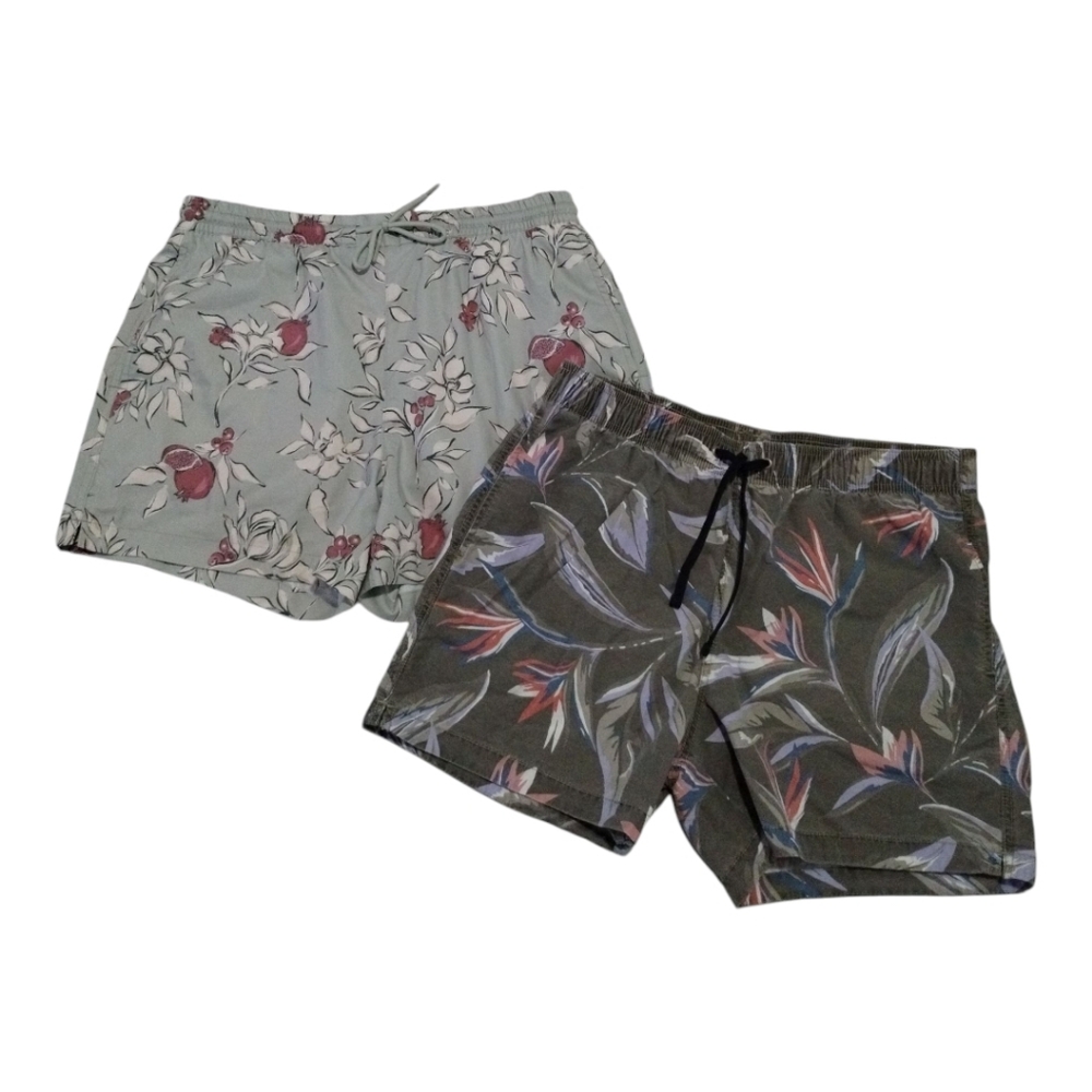 2 PCs Bundle Men's M Abercrombie & Fitch, H&M Shorts Tropical Lined Preppy